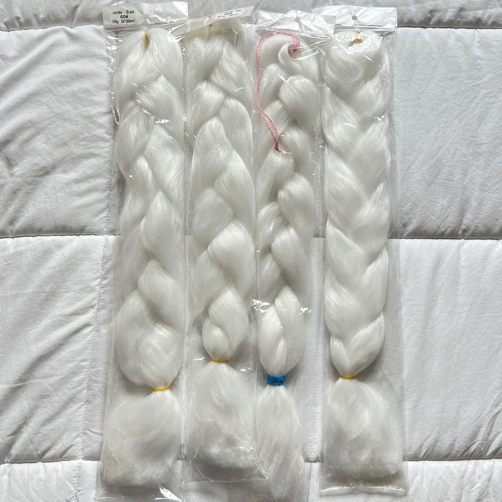 Jumbo Braid 24 Inch 4 pack Hair Extensions Synthetic Hair Bundles Braiding WHITE - Picture 6 of 6